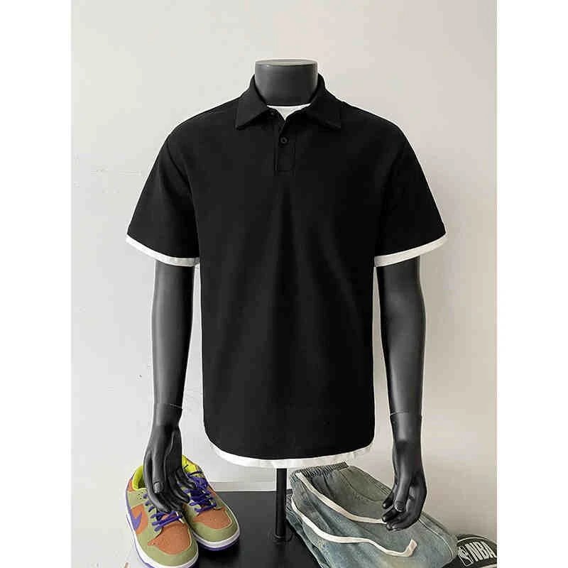Design Contrast Trim Polo Black Polo Shirt - 23