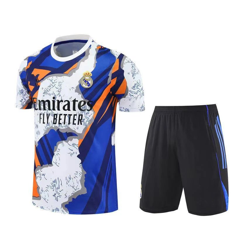 Real Madrid Training Kit Black Purple White Jersey and Shorts Sets - 6