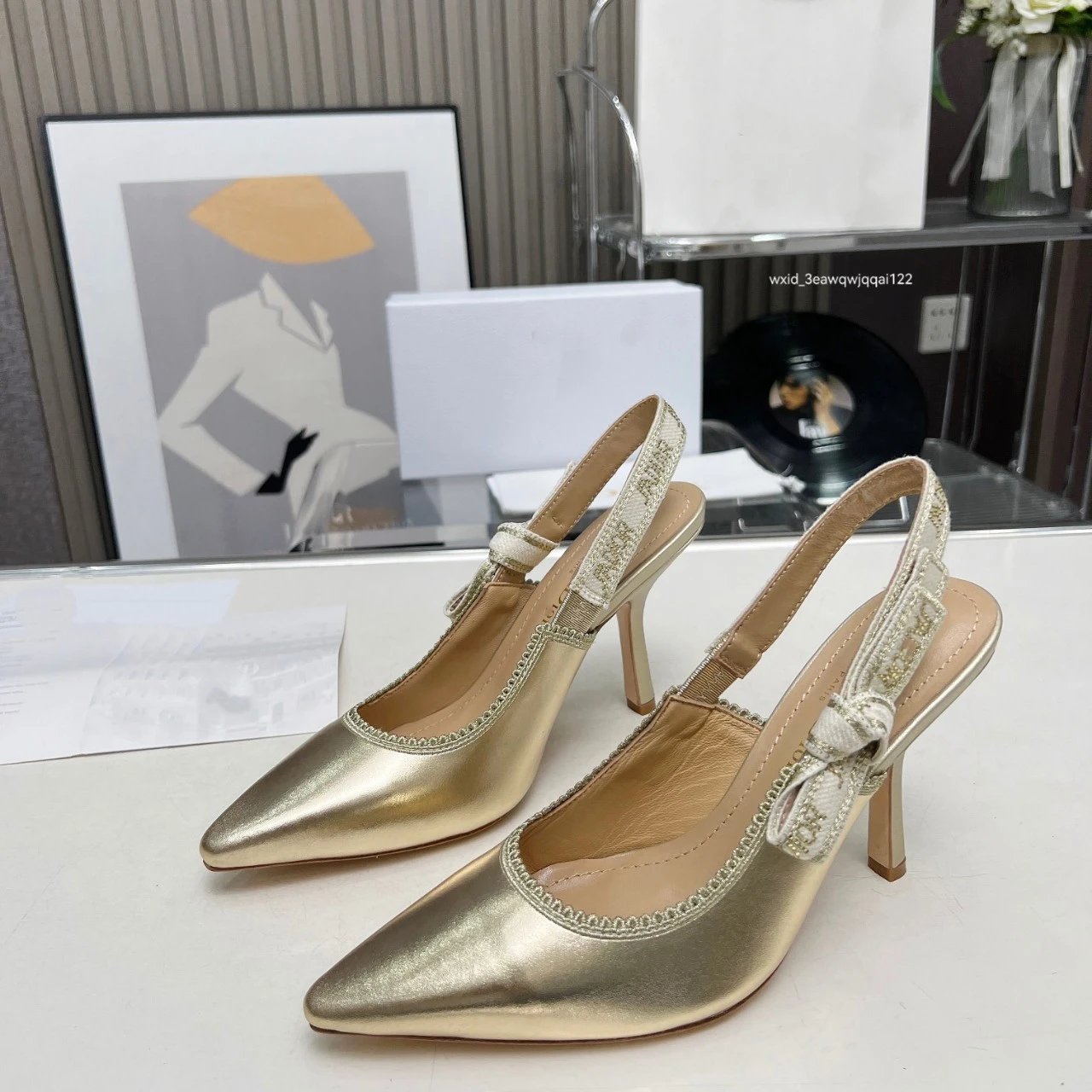 Dior J'Adior Slingback Heels Beige Floral Embroidery Pointed-Toe Pumps - 2