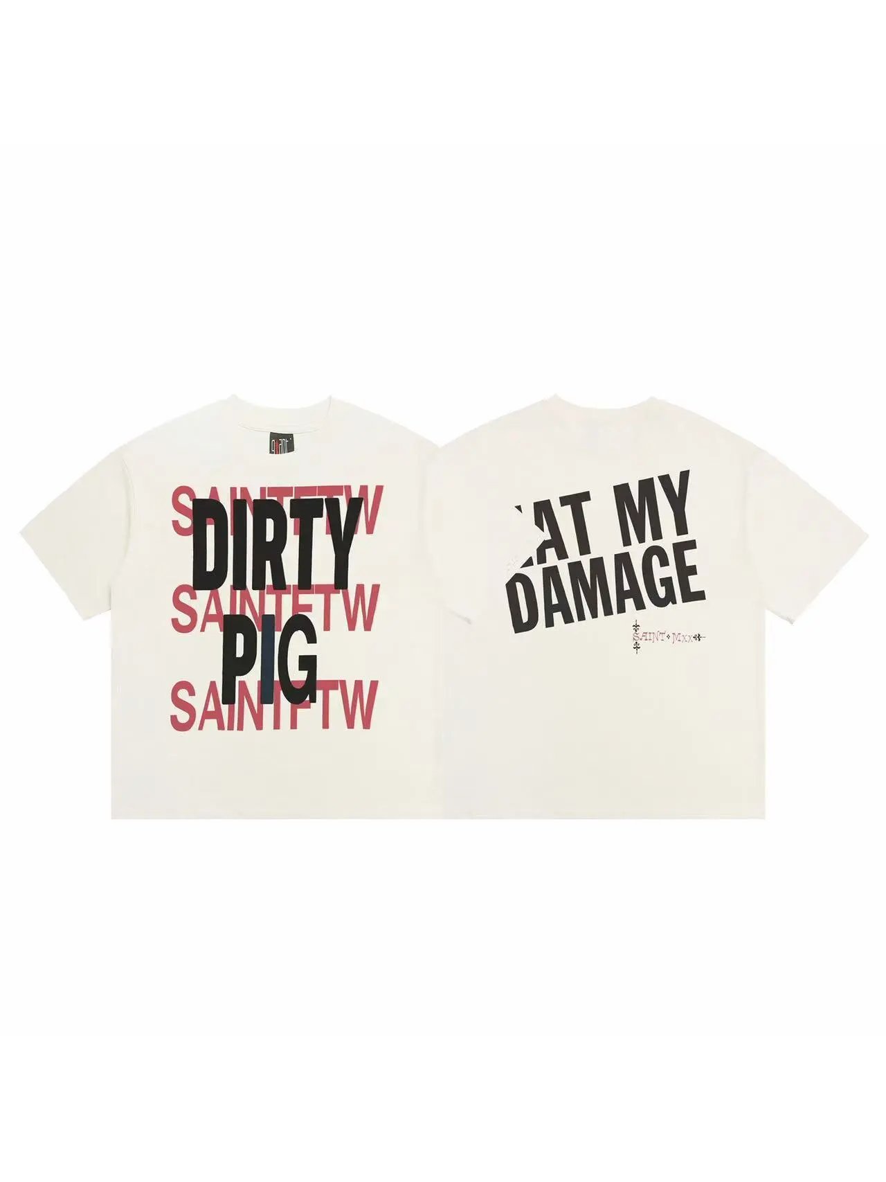 Design SAINT ETW x MXX Dirty Pig Graphic Tee White T-Shirt T-Shirts - 3
