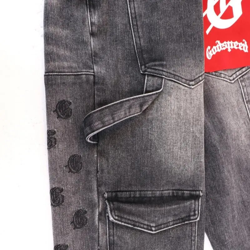 Godspeed Logo-Embroidered Distressed Black Flared Jeans - 31