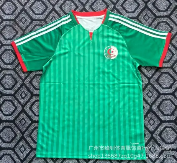 Design Algeria National Team Home Jersey Green / Red Striped Football Jersey - 1