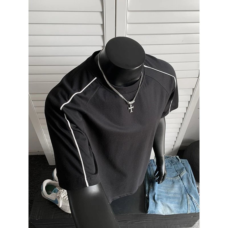 Design Contrast Trim Polo Black Polo Shirt - 39