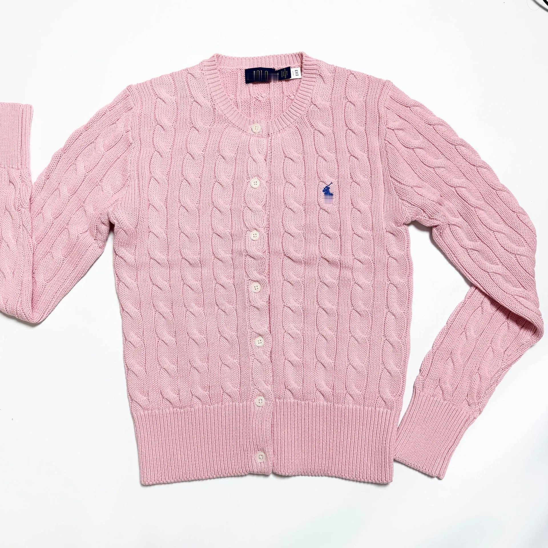 Polo Ralph Lauren Cable Knit Cardigan Light Blue Sweater - 12