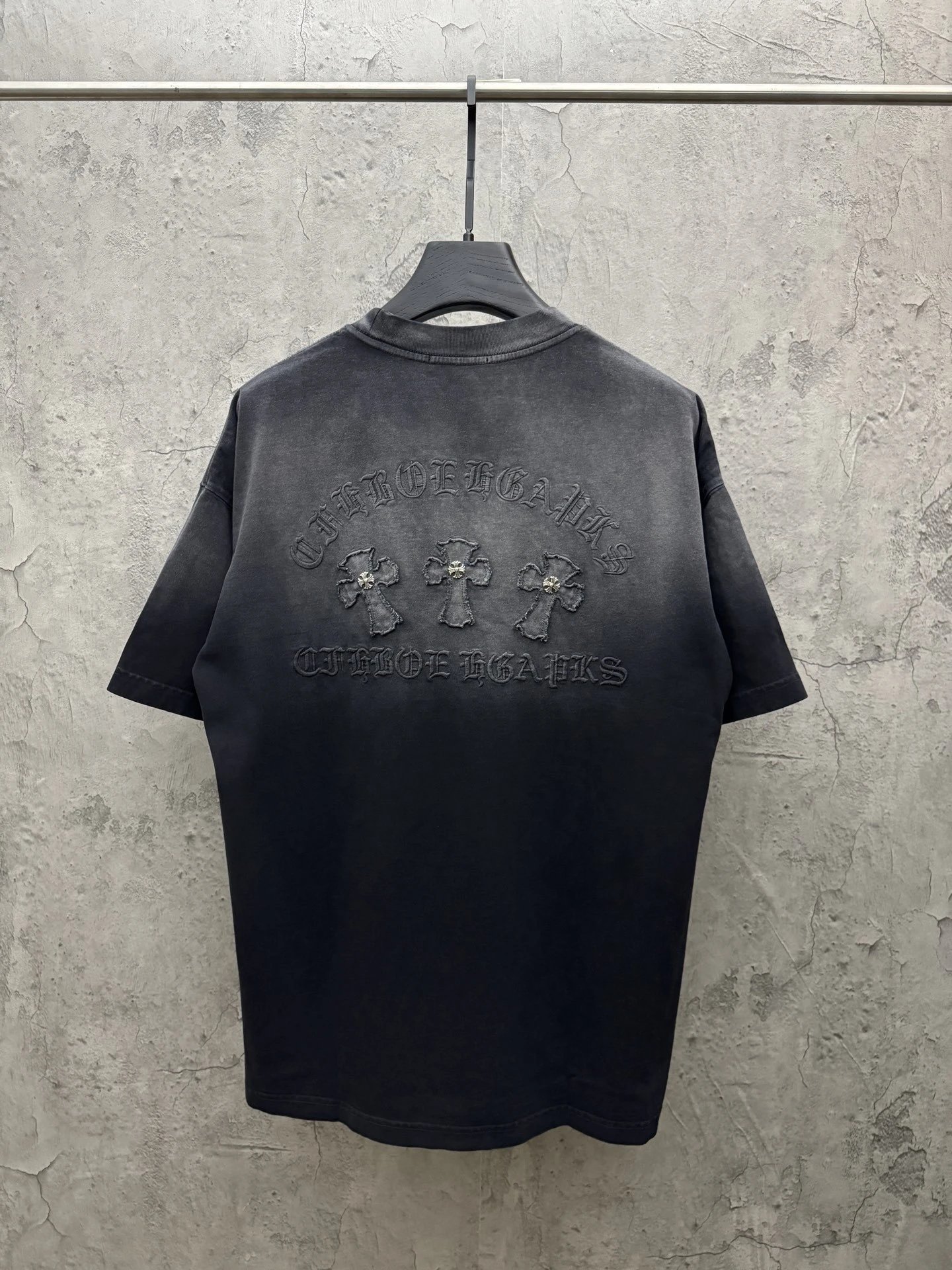 Chrome Hearts Embroidered Washed Black T-Shirt - 4