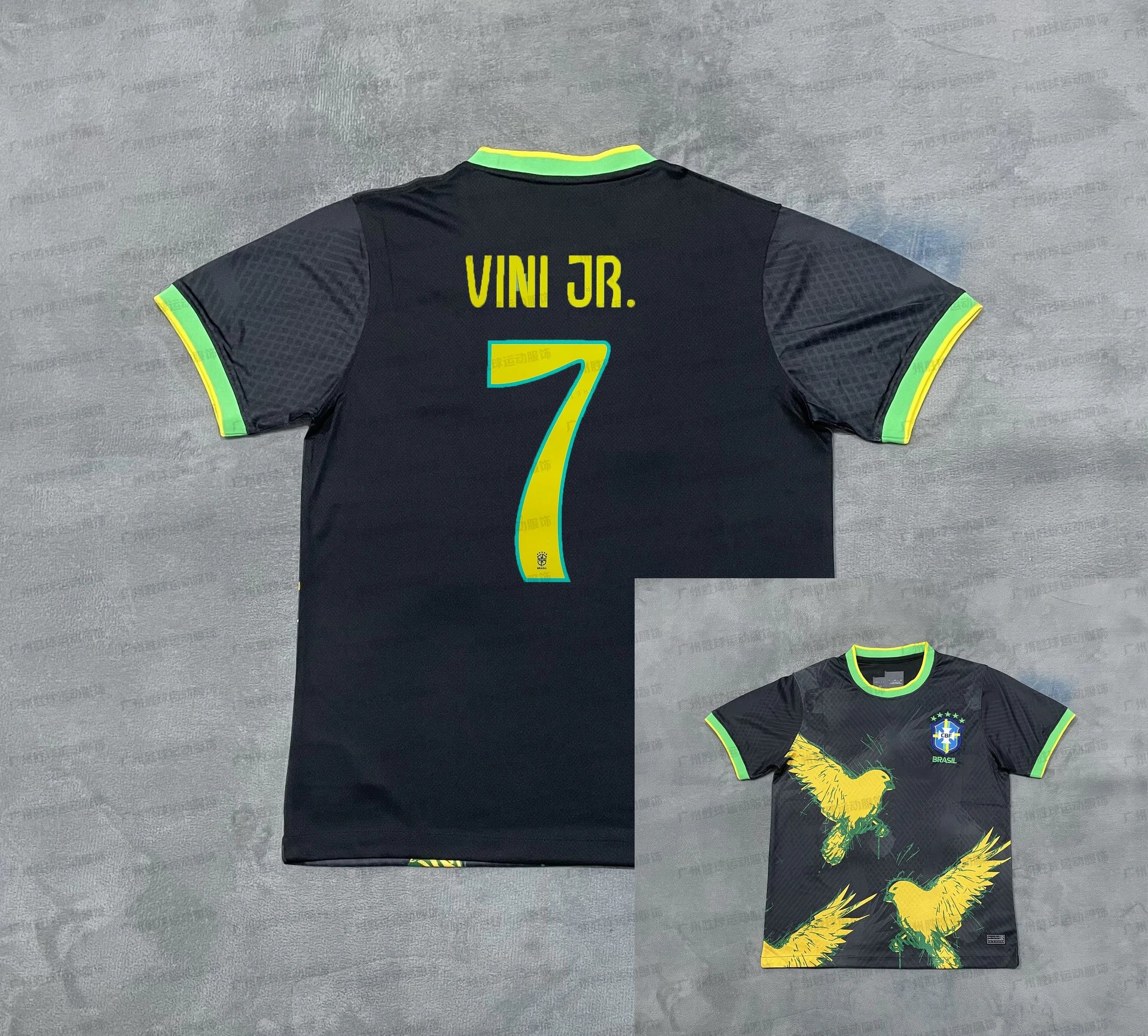 CBF Brazil National Team Vini Jr. #7 Graphic Jersey Black Pink - 16