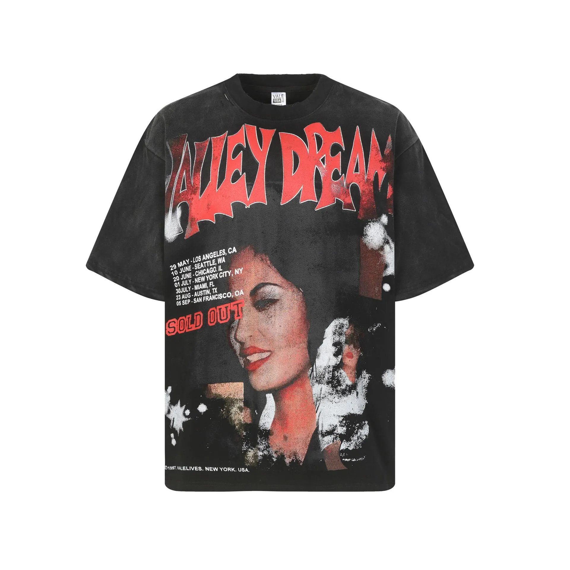 Design Vale USA Valley Dreams Alien Graphic T-Shirt Cream Wash T-Shirts - 10