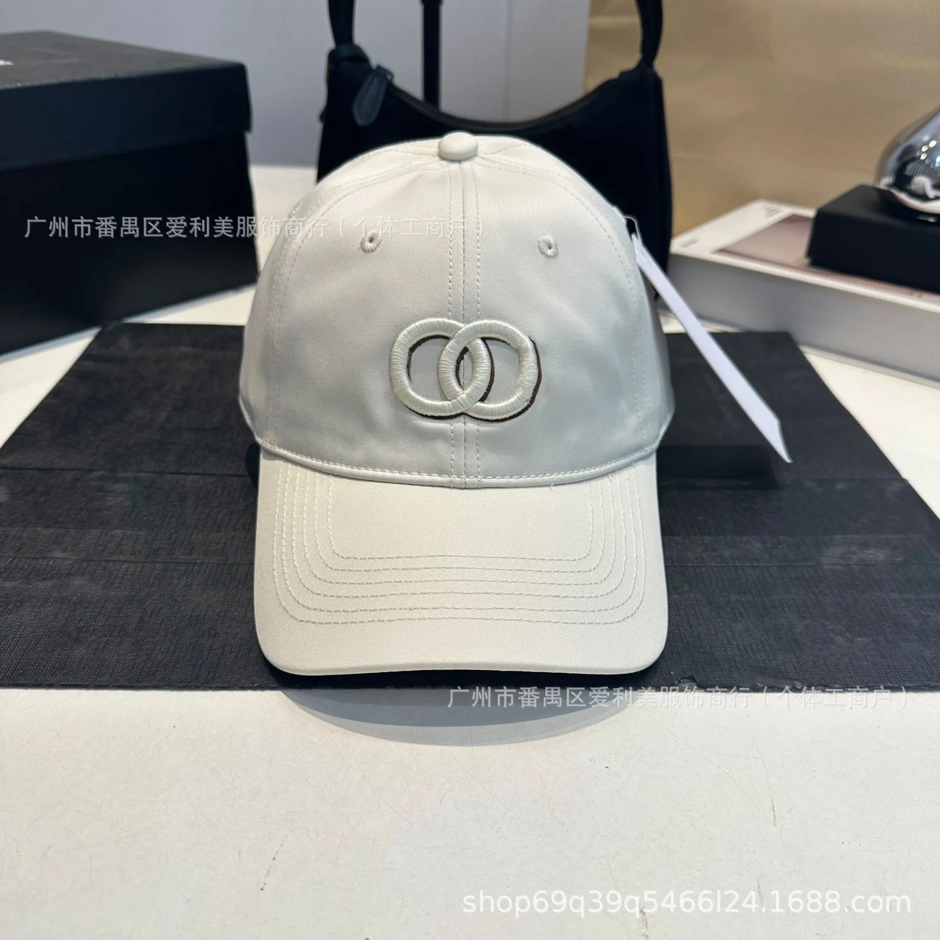 Chanel CC Logo Embroidered Black Baseball Cap - 7