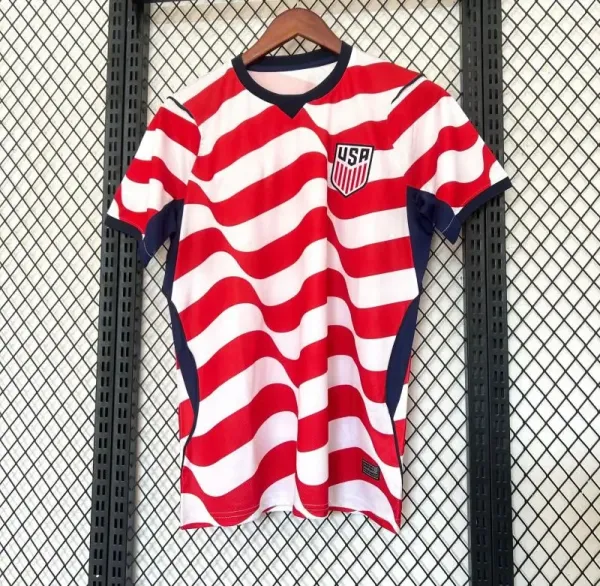Design USA National Team 2023 Wave Stripe Jersey Red White Navy Jersey - 1