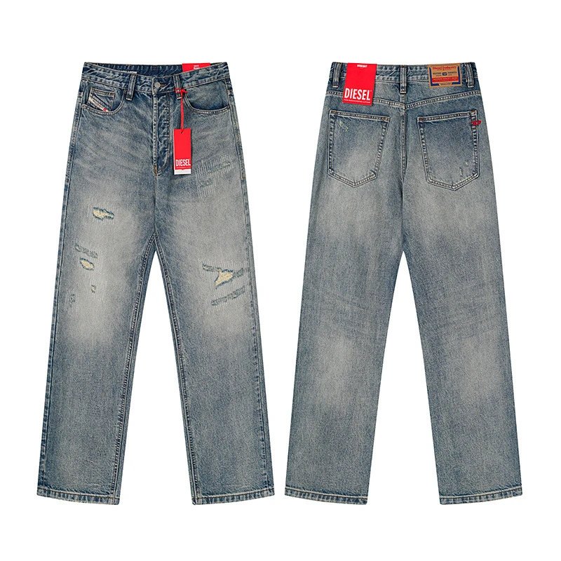 Diesel Gray Washed Straight-Leg Jeans - 5