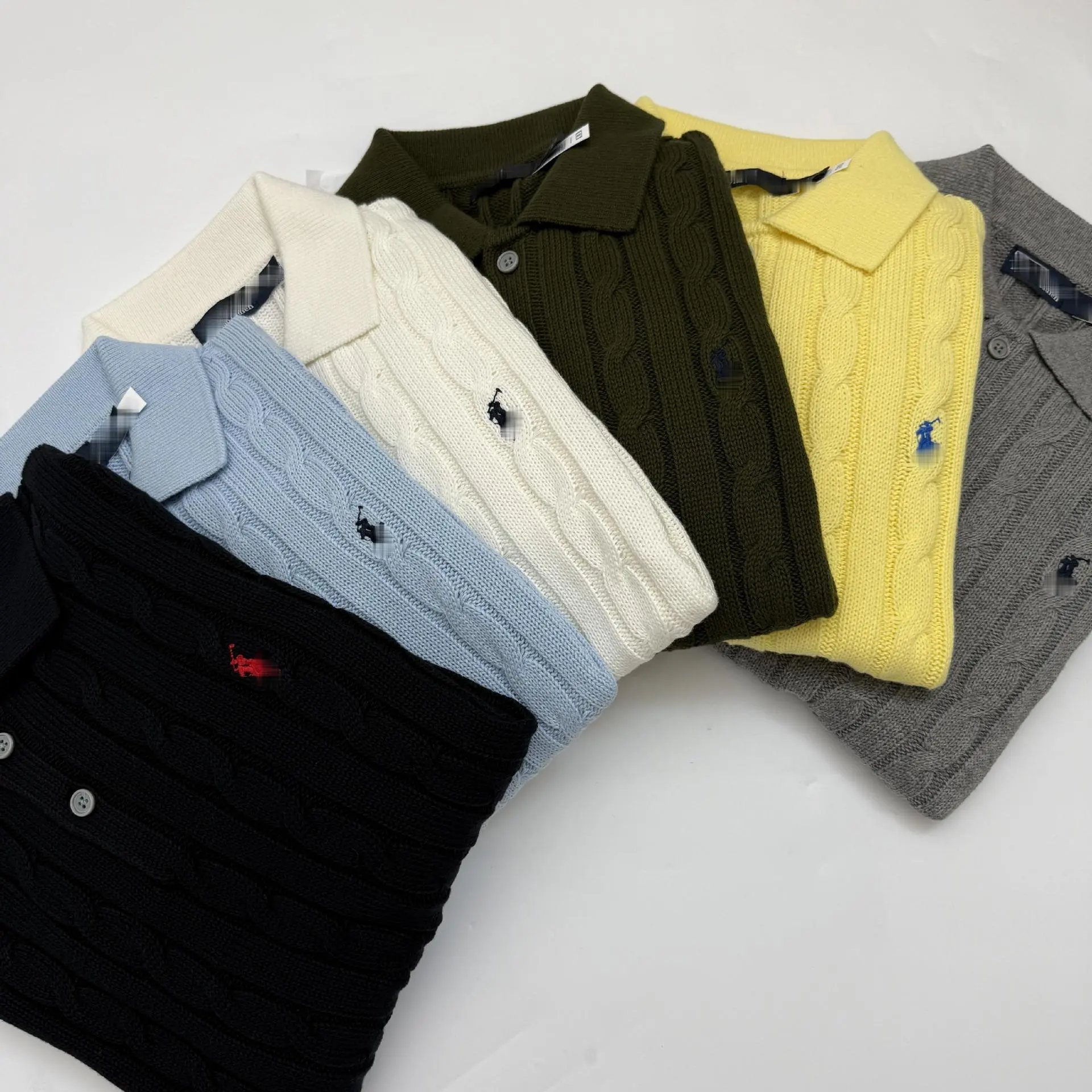 Fred Perry Cable Knit Polo Olive Green Polo Shirt - 14