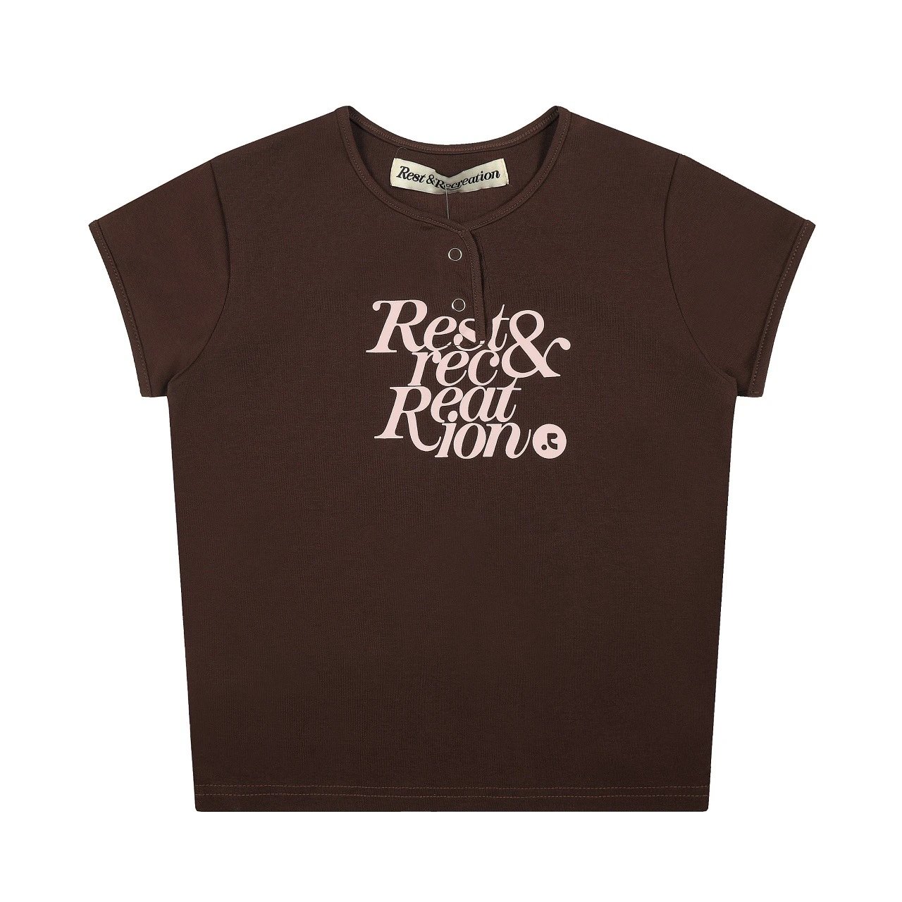 Rest & Recreation Logo Print Henley T-Shirt Gray - 7