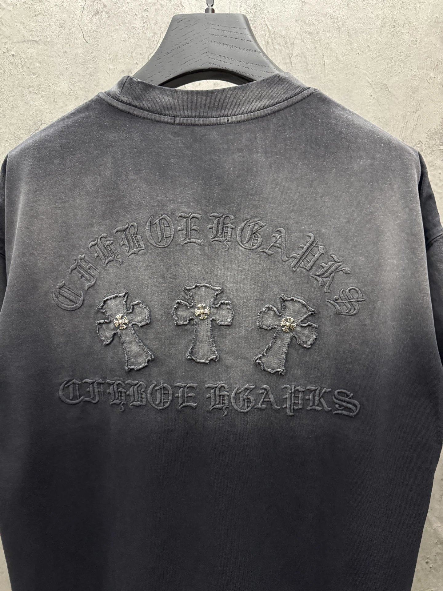 Chrome Hearts Embroidered Washed Black T-Shirt - 9