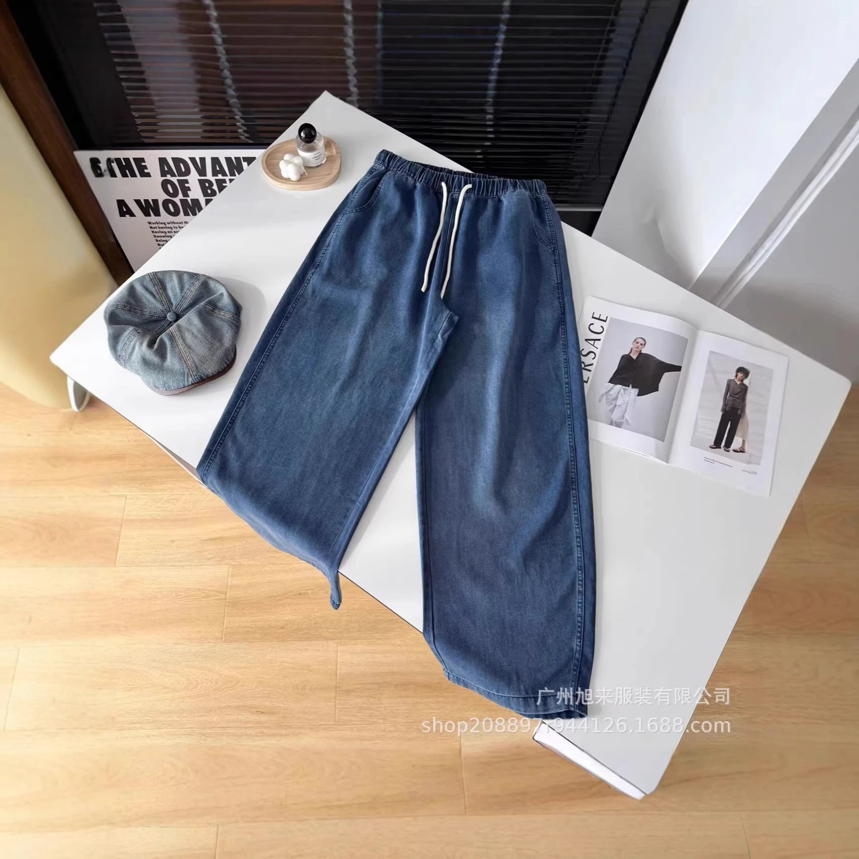 Alo Jeans Elastic-Waist Drawstring Wide-Leg image 3