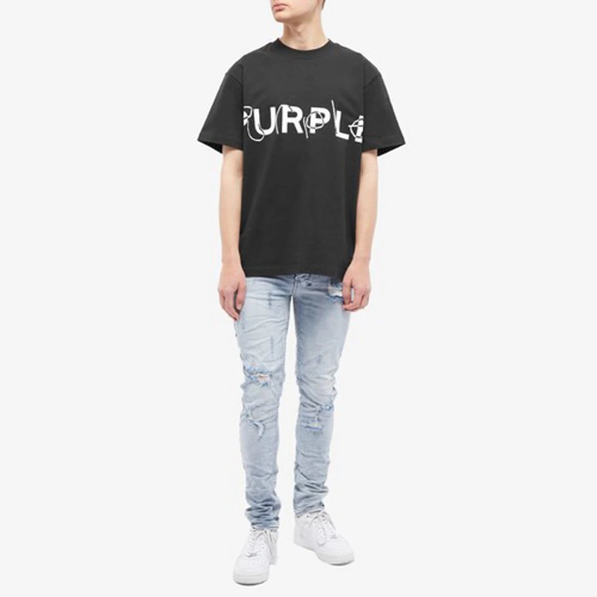 Purple Brand Purple Crowd Print Black T-Shirt - 19