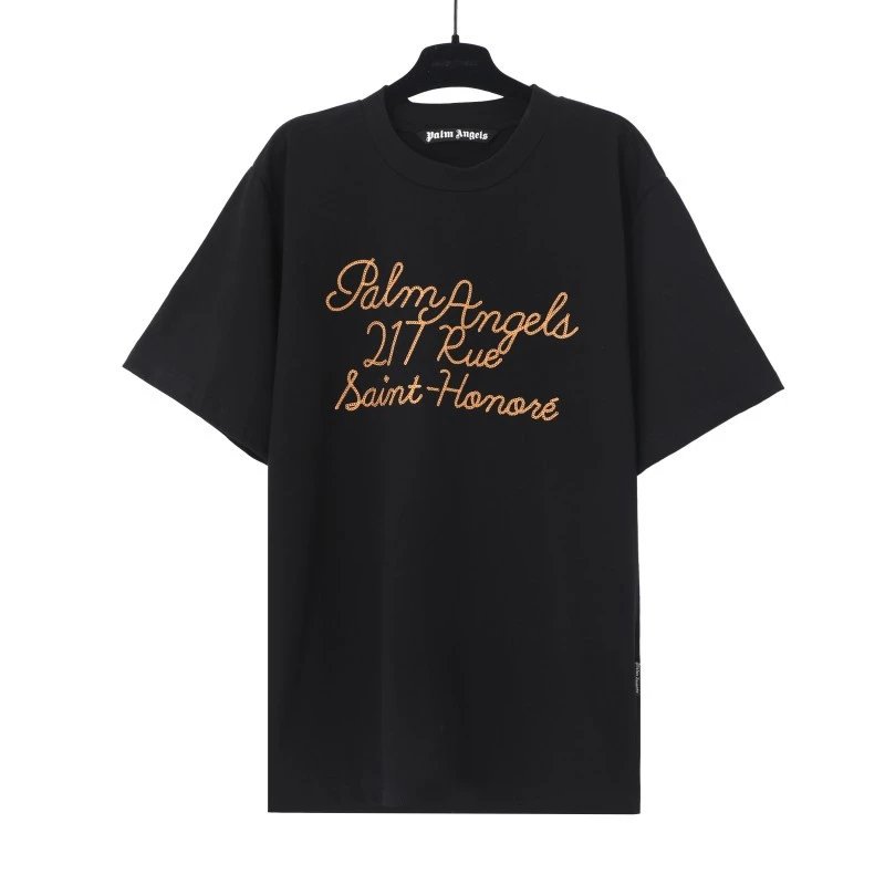 Palm Angels Logo Embroidered White T-Shirt - 46