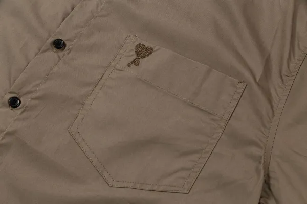 AMI Paris Heart Logo Oxford Shirt Light Blue - 42