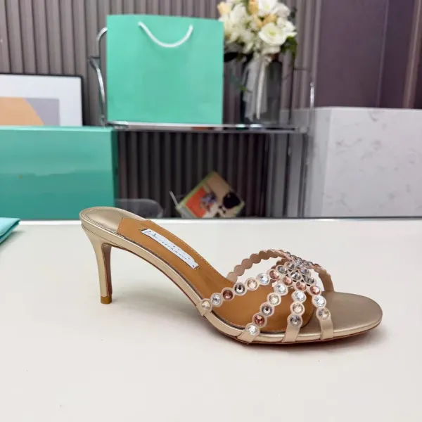 Chloé Susanna Crystal-Embellished Gold Metallic Mule Heels - 1