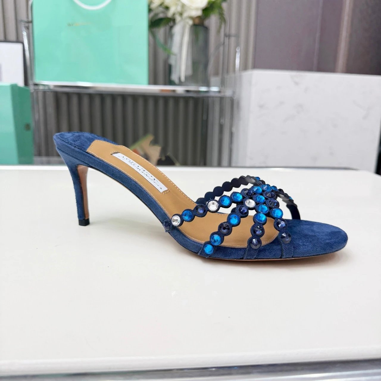 Chloé Susanna Crystal-Embellished Gold Metallic Mule Heels - 6