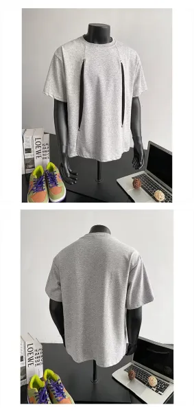 Design Zip Detail Gray T-Shirt - 3