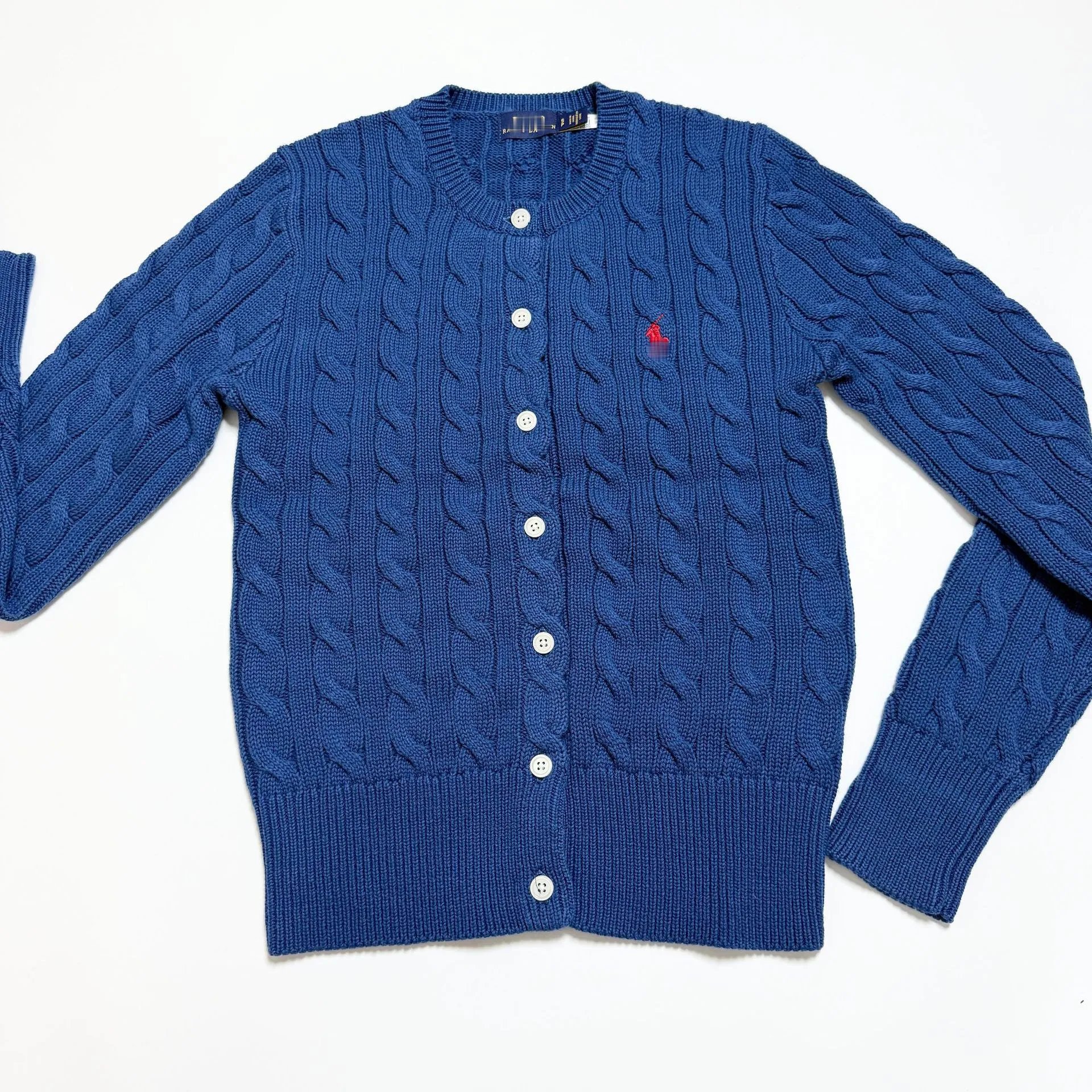 Polo Ralph Lauren Cable Knit Cardigan Light Blue Sweater - 15
