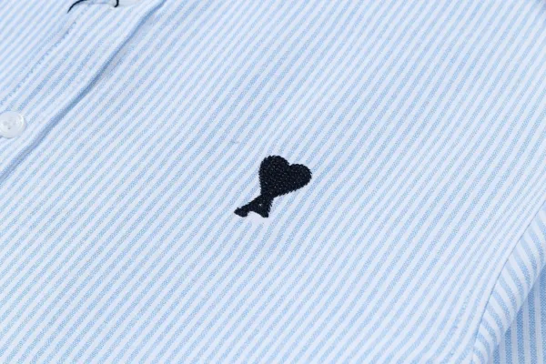 AMI Paris Heart Logo Oxford Shirt Light Blue - 41