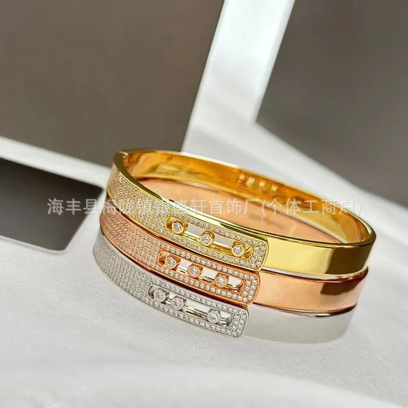Design Bangle Bracelet Set in Gold, Rose Gold, and Silver with Pave Diamonds Jewelry - 3