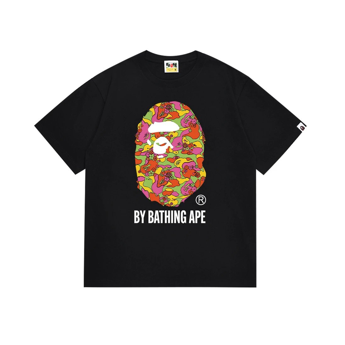 A BATHING APE T-Shirts Head Graphic Short-Sleeve T-Shirt — 083 black