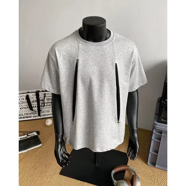 Design Zip Detail Gray T-Shirt - 1