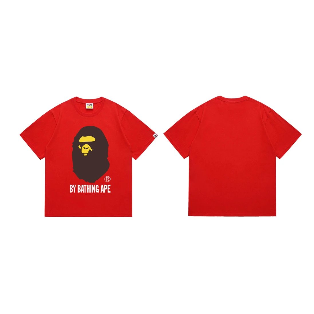 A BATHING APE T-Shirts Head Graphic Short-Sleeve T-Shirt — 040 red