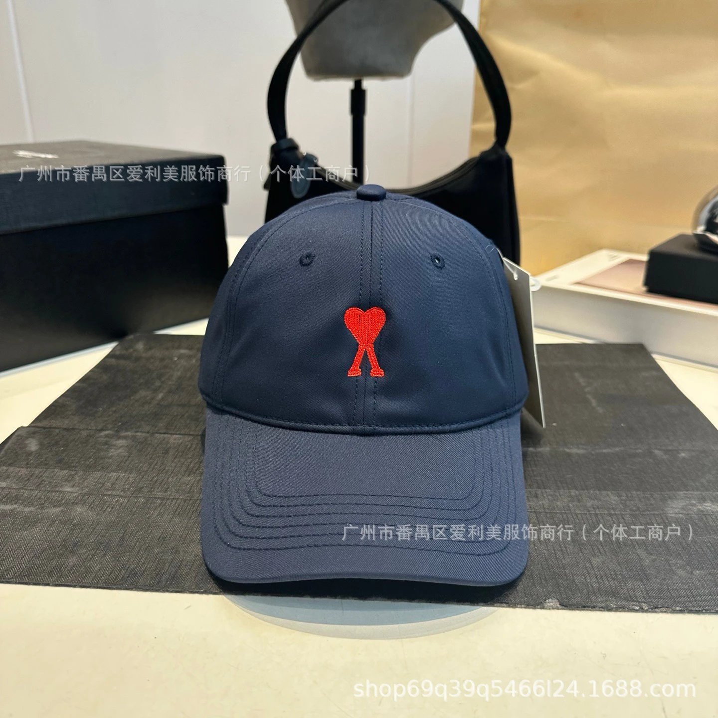Comme des Garçons Play Heart Embroidered Black Baseball Cap - 7
