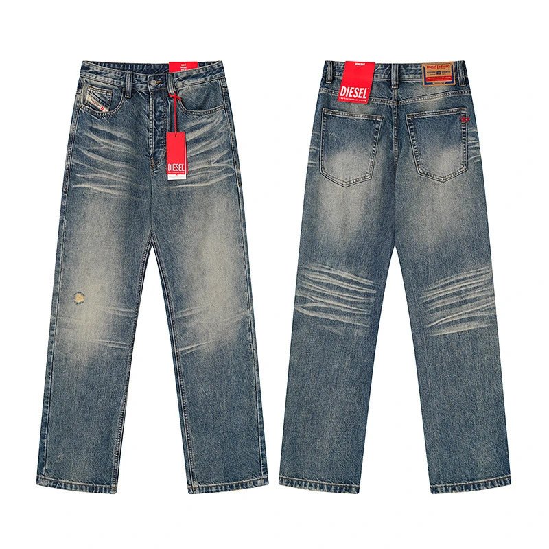 Diesel Gray Washed Straight-Leg Jeans - 8