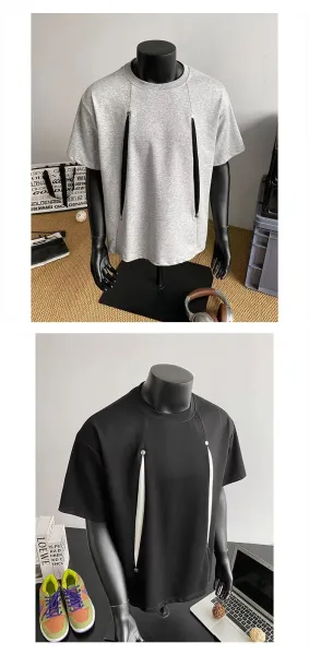 Design Zip Detail Gray T-Shirt - 5