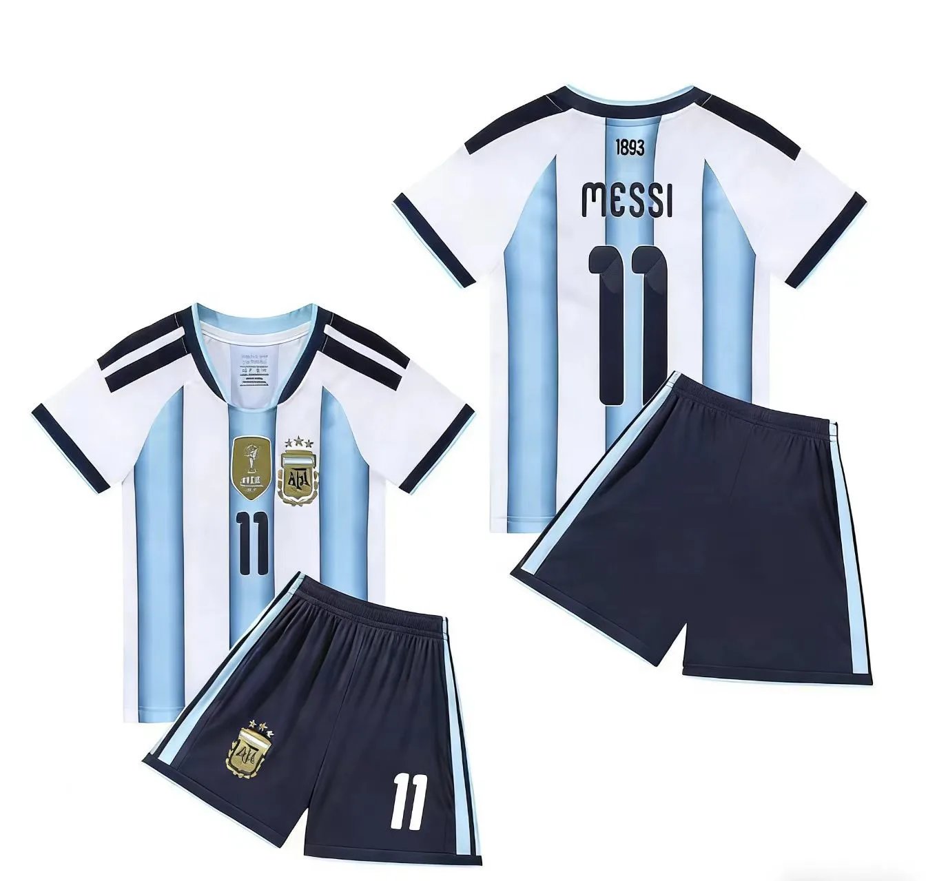 Design Argentina National Team Home Jersey White Light Blue Stripes Messi Edition Jersey - 4
