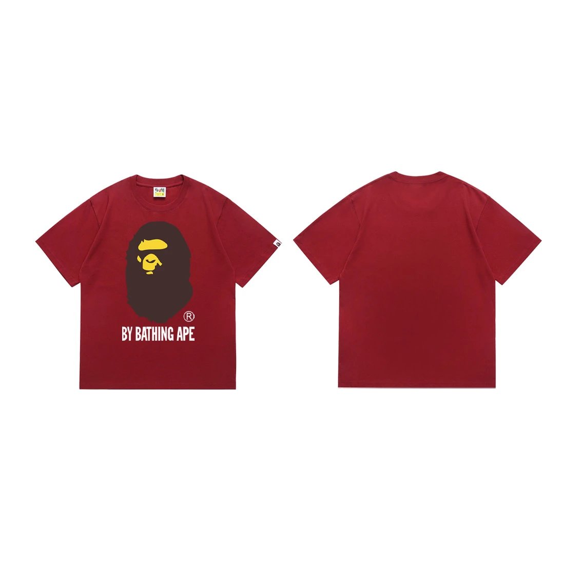A BATHING APE T-Shirts Head Graphic Short-Sleeve T-Shirt — 040 Jujube Color