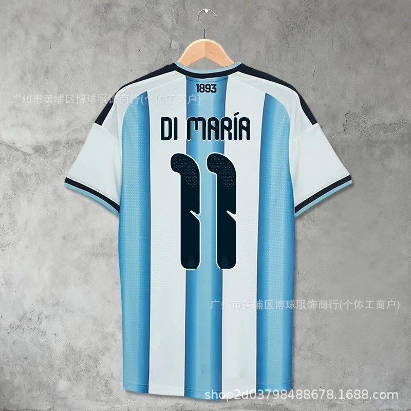 Design Argentina National Team Home Jersey J. Álvarez #9 Blue and White Stripes Football Jersey - 8
