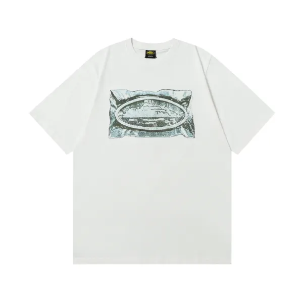 Design Crumpled Foil Graphic T-Shirt White - 1