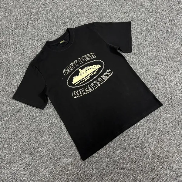 Design 'Can't Rush Greatness' Graphic T-Shirt Black - 1