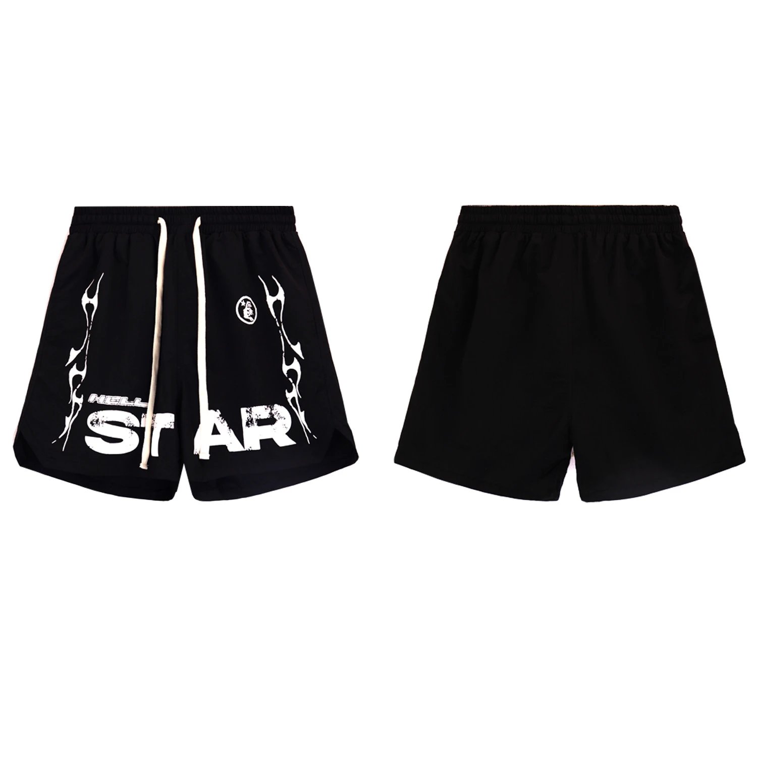Hellstar Star Flame Print Shorts Black - 3