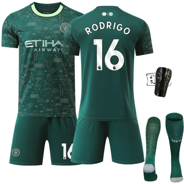 Manchester City FC 2023-24 Third Kit Haaland #9 Green Jersey Set - 5