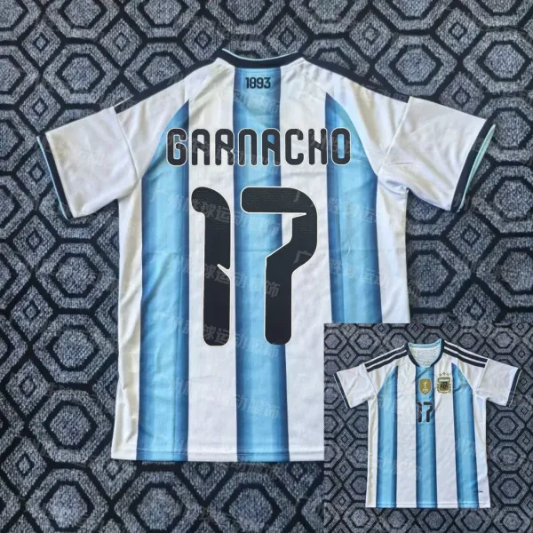Design Argentina National Team 2024 Home Jersey Garnacho #17 Blue and White Stripes Jersey - 1