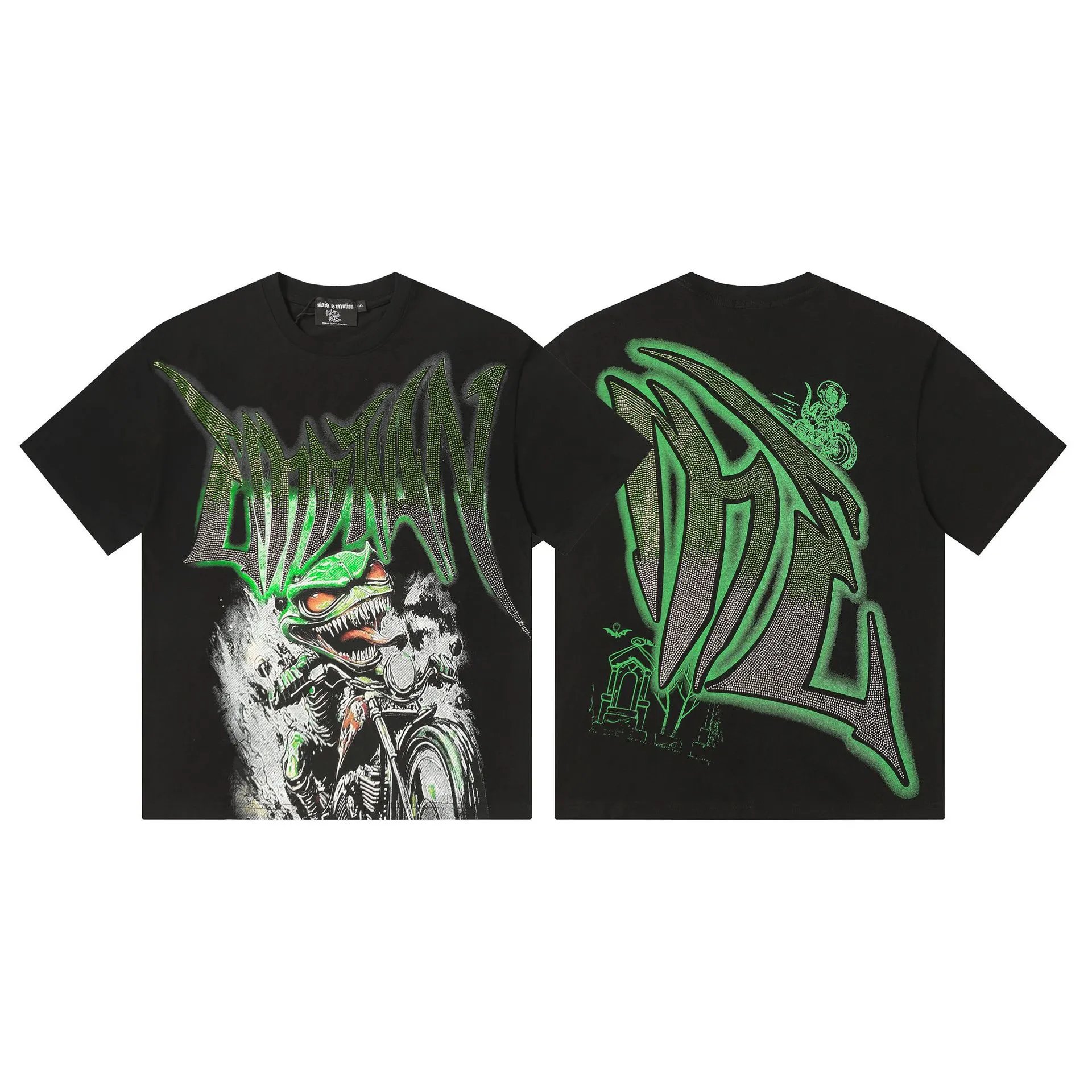 Hellstar Emotions Never Die Studded Graphic T-Shirt Black - 4