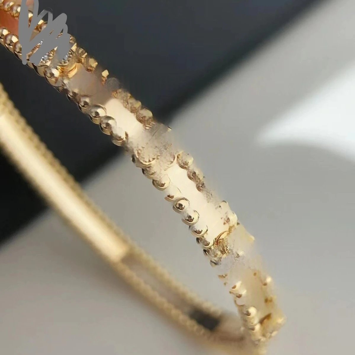 Gold Beaded Hoop Ear