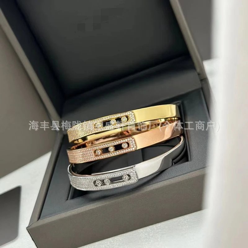 Design Bangle Bracelet Set in Gold, Rose Gold, and Silver with Pave Diamonds Jewelry - 5