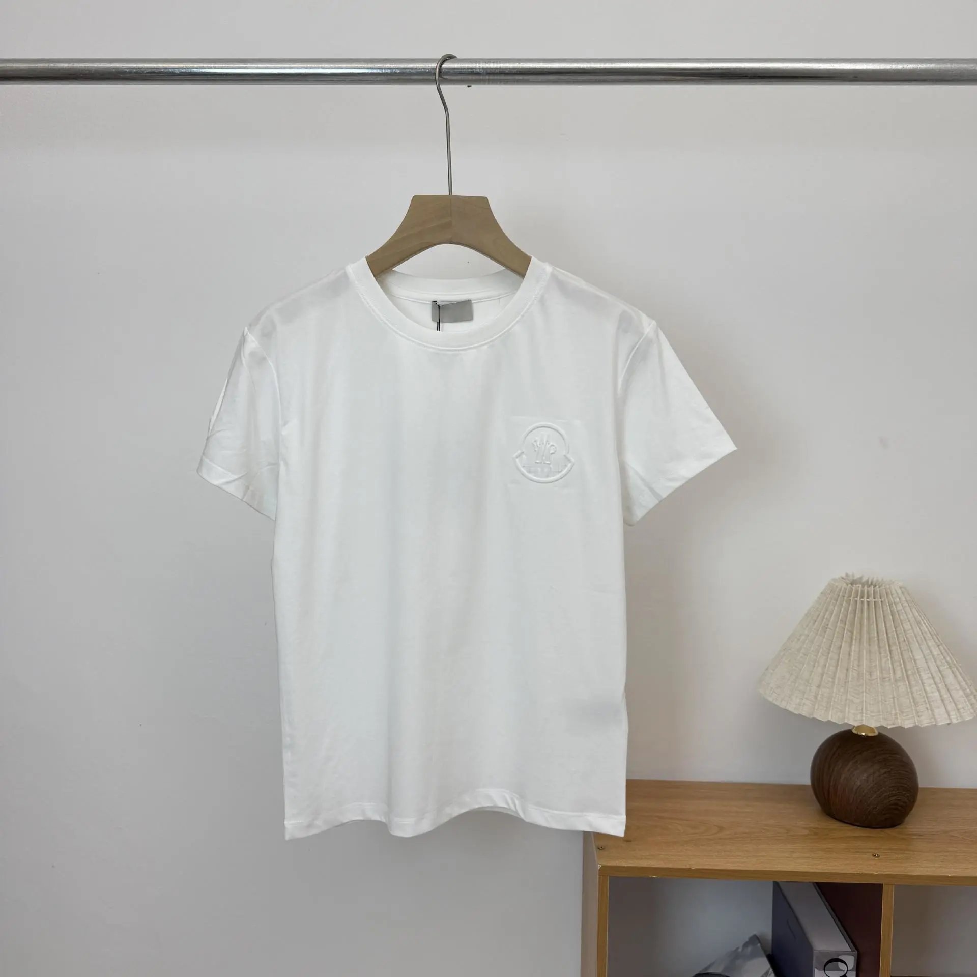 Moncler Logo Embroidered White T-Shirt - 7