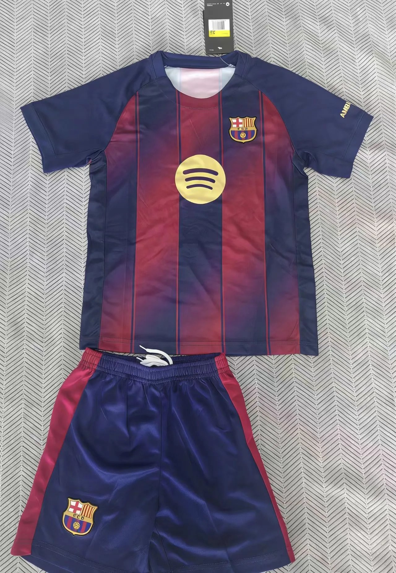 Inter Milan Home Kit Black and Blue Striped Jersey and Shorts Set - 2