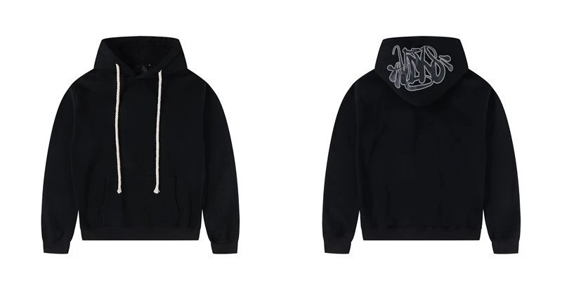 Design Graffiti Logo Black Hoodie and Sweatpants Set - 4