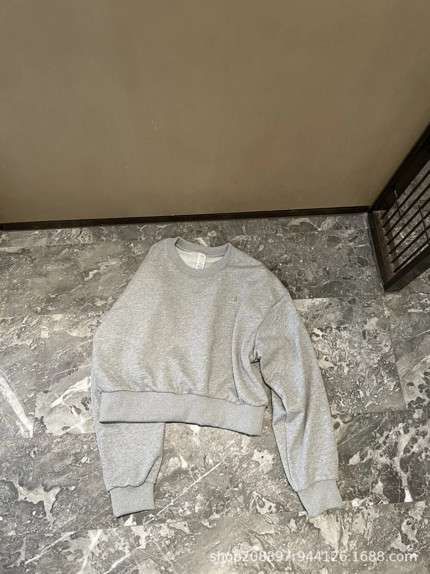 Alo Cropped Logo Sweatshirt Light Blue Hoodie - 9
