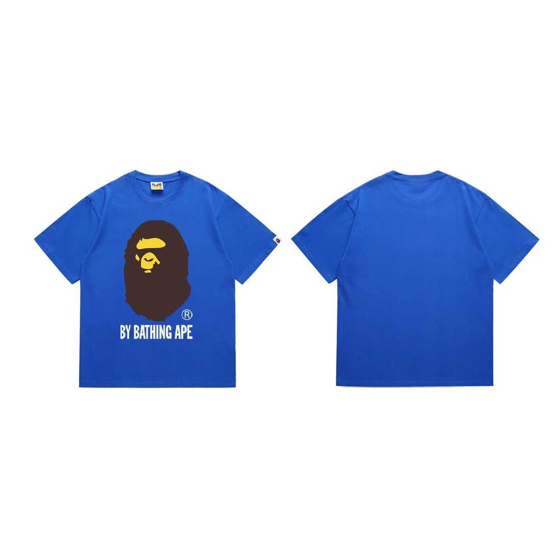 A BATHING APE T-Shirts Head Graphic Short-Sleeve T-Shirt — 040 blue