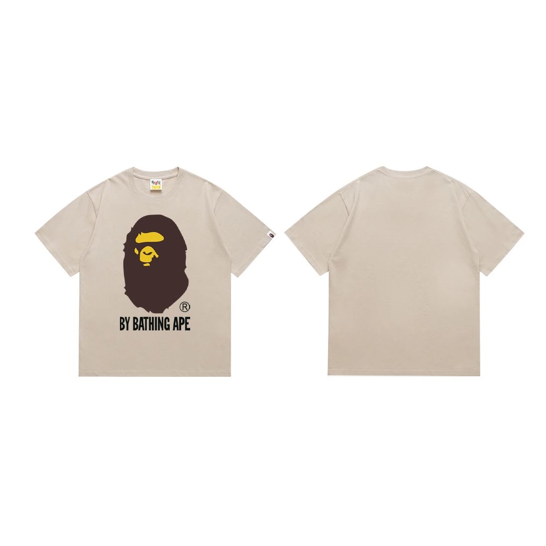 A BATHING APE T-Shirts Head Graphic Short-Sleeve T-Shirt — 040 apricot
